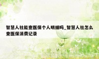 智慧人社能查医保个人明细吗_智慧人社怎么查医保消费记录