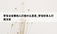 梦见父亲要找人打我什么意思_梦见好多人打我父亲