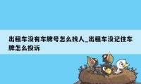 出租车没有车牌号怎么找人_出租车没记住车牌怎么投诉