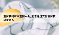 查付款码可以查到人么_能否通过支付宝付款码查到人