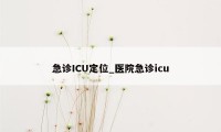 急诊ICU定位_医院急诊icu