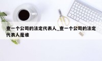 查一个公司的法定代表人_查一个公司的法定代表人是谁