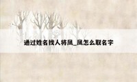 通过姓名找人将凤_凤怎么取名字