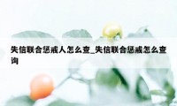 失信联合惩戒人怎么查_失信联合惩戒怎么查询