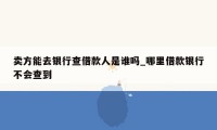 卖方能去银行查借款人是谁吗_哪里借款银行不会查到