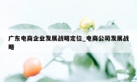 广东电商企业发展战略定位_电商公司发展战略