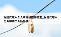 保险代理人个人所得税在哪里查_保险代理人怎么缴纳个人所得税