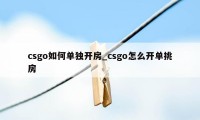 csgo如何单独开房_csgo怎么开单挑房