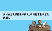 支付宝怎么根据名字找人_有支付宝名字怎么找到人