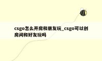 csgo怎么开房和朋友玩_csgo可以创房间和好友玩吗