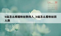 b站怎么根据粉丝数找人_b站怎么看粉丝团人数